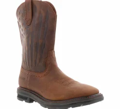 Safety Toe Boots|Slip Resistant|ARIAT Sierra Shock Shield Patriot Men’s Wide-Width Steel Toe Work Boot Brown