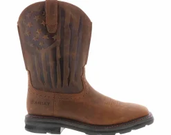 Safety Toe Boots|Slip Resistant|ARIAT Sierra Shock Shield Patriot Men’s Wide-Width Steel Toe Work Boot Brown