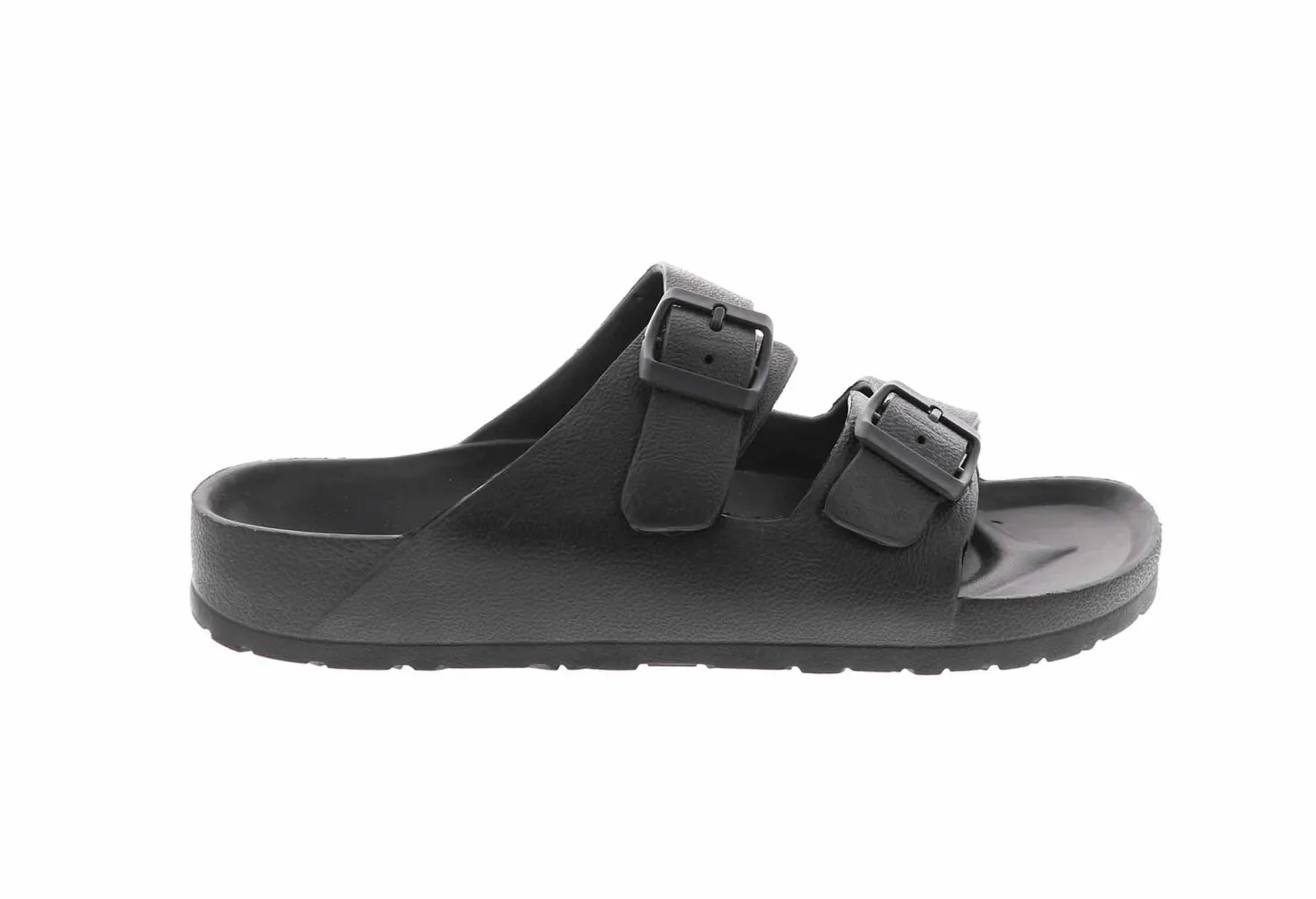Flat Sandals|Footbed Sandals|BTW Trey Two Band Women's Sandal - Black