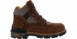 Safety Toe Boots|Slip Resistant|CAROLINA 6-inch Cardinal Men’s Waterproof Composite Toe Work Boot Brown