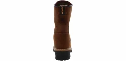 Safety Toe Boots|Slip Resistant|CAROLINA 8-inch Logger Men's Waterproof Steel Toe Work Boot Brown