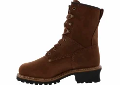 Safety Toe Boots|Slip Resistant|CAROLINA 8-inch Logger Men's Waterproof Steel Toe Work Boot Brown