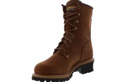 Safety Toe Boots|Slip Resistant|CAROLINA 8-inch Logger Men's Waterproof Steel Toe Work Boot Brown