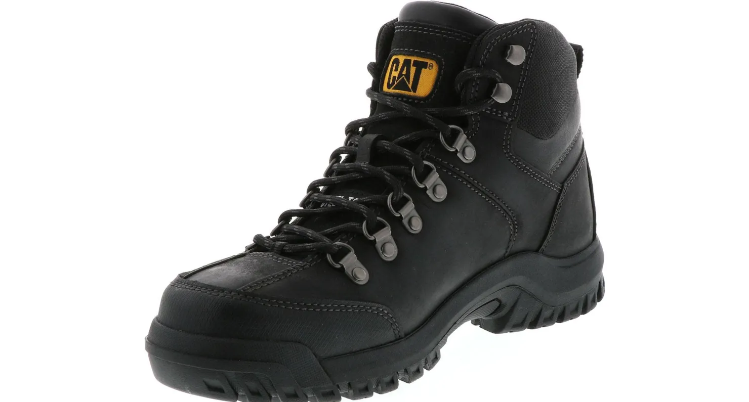 Safety Toe Boots|Slip Resistant|CATERPILLAR Threshold Men's Wide-Width Steel Toe Work Boot Black