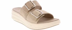Comfort Sandals|Wedge & Platform Sandals|CLARKS Drift Buckle Women's Wedge Sandal Beige