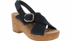 Wedge & Platform Sandals|Heeled Sandals|CLARKS Giselle Dove Buckle Women's Wedge Sandal Blue