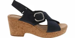 Wedge & Platform Sandals|Heeled Sandals|CLARKS Giselle Dove Buckle Women's Wedge Sandal Blue