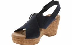 Wedge & Platform Sandals|Heeled Sandals|CLARKS Giselle Dove Buckle Women's Wedge Sandal Blue
