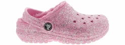 Casual|CROCS Classic Lined Glitter Youth Girls’ (11-6) Clog Pink