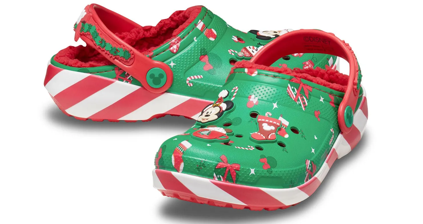 Casual|Casual|CROCS Mickey Mouse Holiday Lined Toddler Kids' (5-10) Clog Green