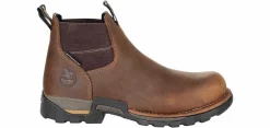 Soft Toe Boots|Slip Resistant|GEORGIA BOOTS Eagle One Chelsea Men's Soft Toe Work Boot Brown