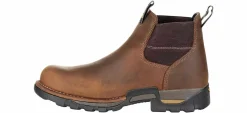Soft Toe Boots|Slip Resistant|GEORGIA BOOTS Eagle One Chelsea Men's Soft Toe Work Boot Brown