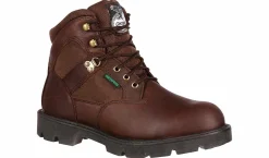 Safety Toe Boots|Slip Resistant|GEORGIA BOOTS Homeland 6-Inch Men's Steel Toe Work Boot Brown