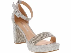 Heeled Sandals|Special Occasion|HEART IN D Smoor Stone Women’s Wide-Width Fashion Heel Silver