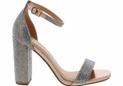 Heeled Sandals|Special Occasion|HEART IN D Styles Penny Iridescent Women’s Fashion Heel Silver