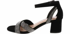 Heeled Sandals|Special Occasion|HEART IN D Wreath Bedazzled Women’s Fashion Heel Black