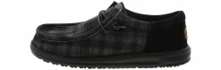 Comfort Shoes|HEYDUDE Wally Funk Waffle Plaid Men's Casual Shoe Black