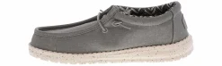 Casual|HEYDUDE Wally Stretch Canvas Youth Boys’ (11-6) Casual Shoe Grey