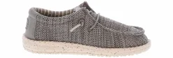 Casual|HEYDUDE Wally Stretch Mesh Youth Boys’ (11-7) Casual Shoe Grey