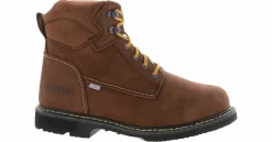 Safety Toe Boots|Slip Resistant|IRON AGE Ground Breaker Met Guard Men’s Steel Toe Boot Brown
