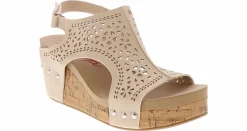 Comfort Sandals|Wedge & Platform Sandals|JELLYPOP Alasia Bone Women’s Wedge Sandal White