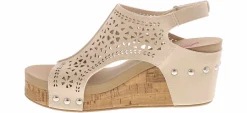 Comfort Sandals|Wedge & Platform Sandals|JELLYPOP Alasia Bone Women’s Wedge Sandal White
