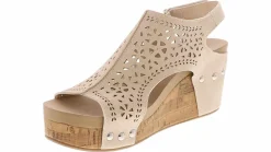 Comfort Sandals|Wedge & Platform Sandals|JELLYPOP Alasia Bone Women’s Wedge Sandal White