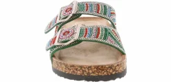 Comfort Sandals|Flat Sandals|JELLYPOP Eevi Bedazzle Women's Fashion Sandal Multicolor
