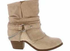 Short Boots & Booties|Wedge & Heeled Boots|JELLYPOP Rhory Bone Women’s Fashion Boot White