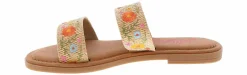 Comfort Sandals|Flat Sandals|JELLYPOP Rily Natural Embroid Women's Fashion Sandal Brown
