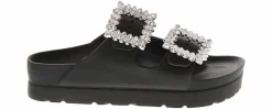 Comfort Sandals|Flat Sandals|MIA Kiana 2 Band Big Buckle Women's Fashion Sandal Black