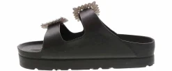 Comfort Sandals|Flat Sandals|MIA Kiana 2 Band Big Buckle Women's Fashion Sandal Black