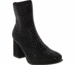 Short Boots & Booties|Wedge & Heeled Boots|MIA Piana Knit Stone Women’s Fashion Bootie Black