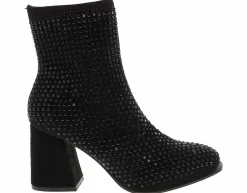 Short Boots & Booties|Wedge & Heeled Boots|MIA Piana Knit Stone Women’s Fashion Bootie Black
