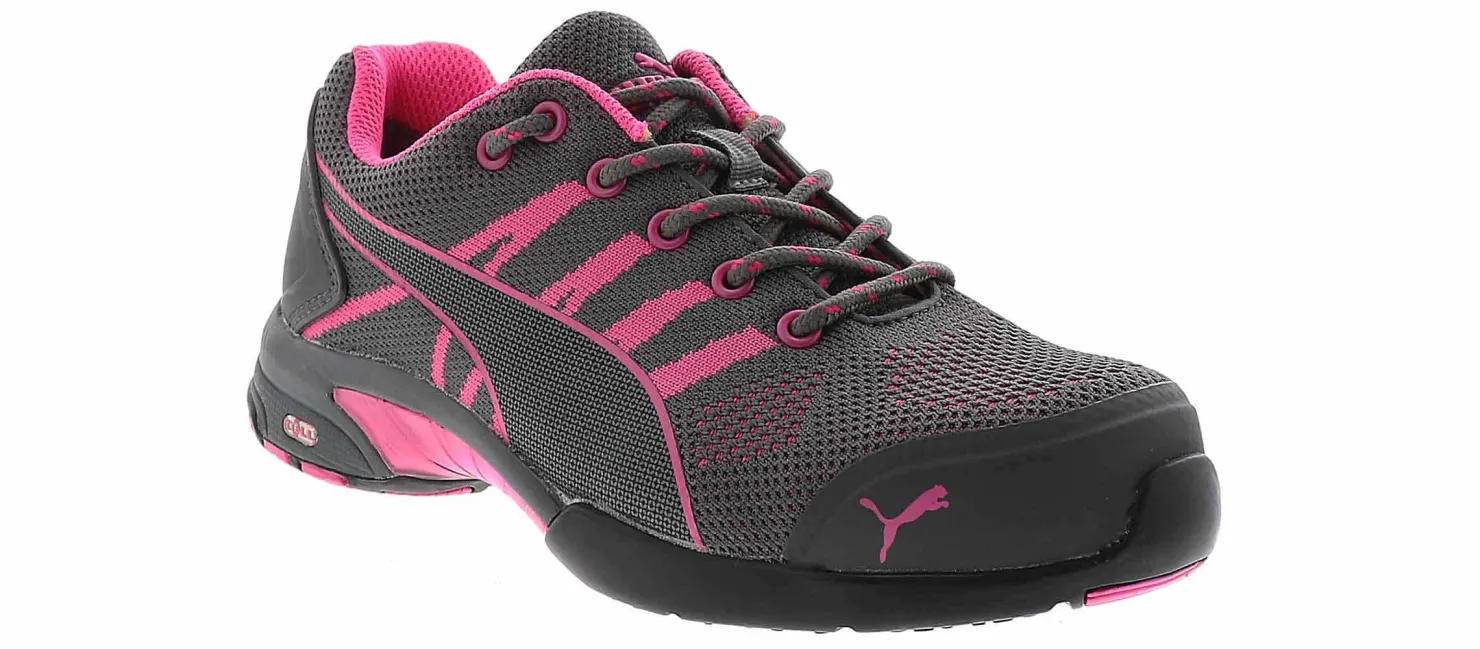 Safety Toe Athletics|Electro Static Dissipative (Esd)|PUMA Celerity Knit Low Women's Steel Toe Work Shoe Grey