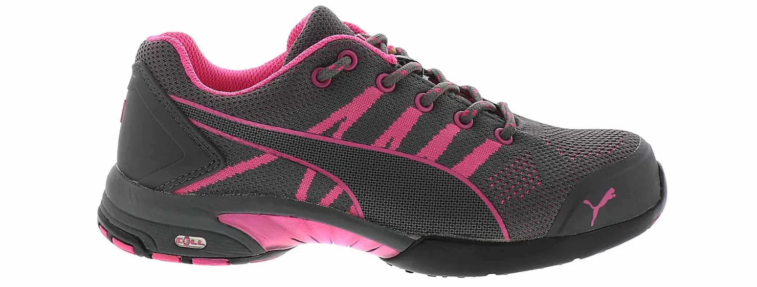 Safety Toe Athletics|Electro Static Dissipative (Esd)|PUMA Celerity Knit Low Women's Steel Toe Work Shoe Grey