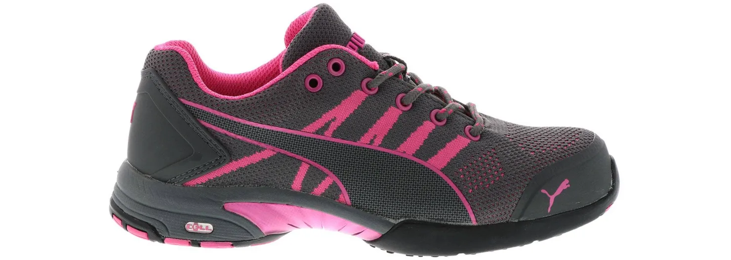 Safety Toe Athletics|Electro Static Dissipative (Esd)|PUMA Celerity Knit Low Women's Steel Toe Work Shoe Grey