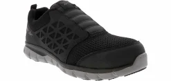 Safety Toe Athletics|Electro Static Dissipative (Esd)|REEBOK WORK Sublite Slip-On Men's Wide-Width Alloy Toe Work Shoe Black