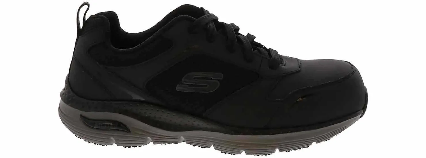 Safety Toe Athletics|Slip Resistant|SKECHERS Arch Fit Angis Men's Wide-Width Composite Toe Work Sneaker Black