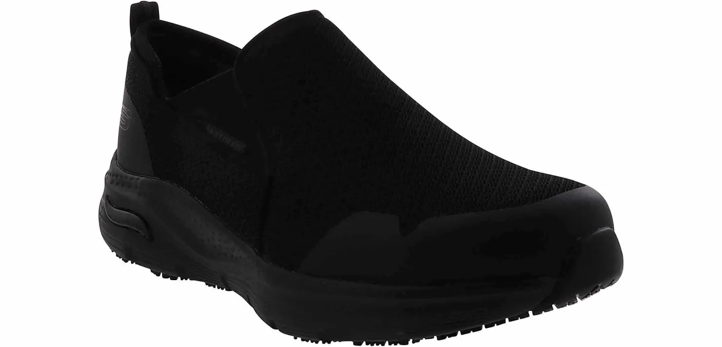 Slip Resistant|SKECHERS Arch Fit Tineid Men's Wide-Width Slip Resistant Work Shoe Black