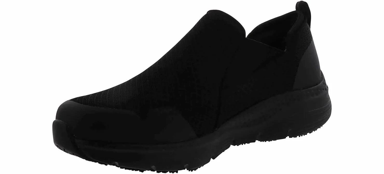 Slip Resistant|SKECHERS Arch Fit Tineid Men's Wide-Width Slip Resistant Work Shoe Black