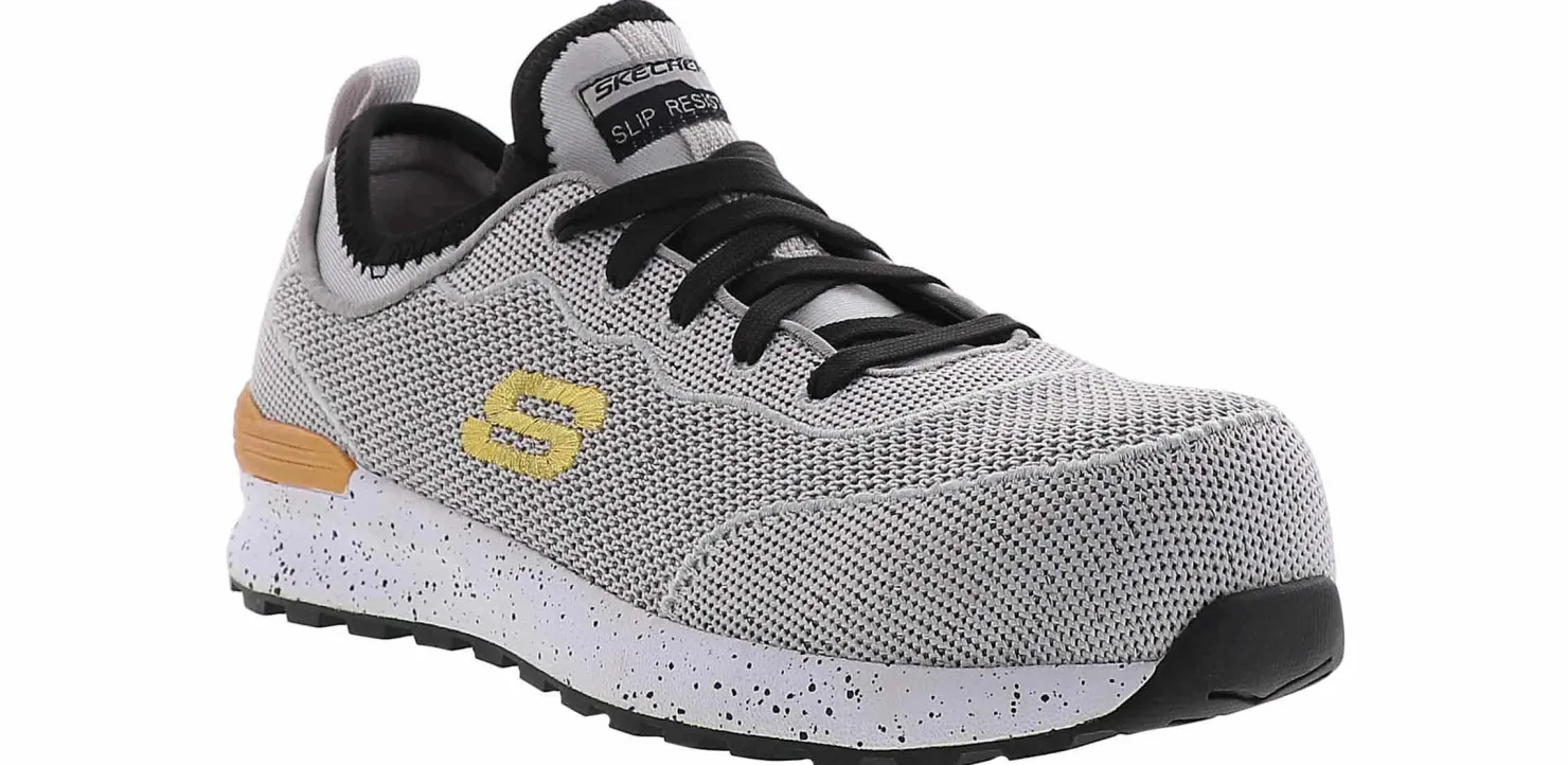 Safety Toe Athletics|Electro Static Dissipative (Esd)|SKECHERS Bulkin Balran Women’s Alloy Toe Work Shoe Grey