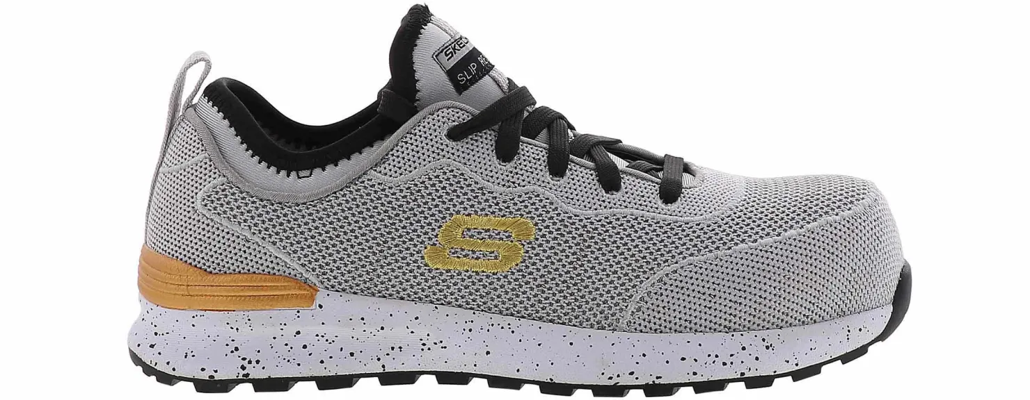 Safety Toe Athletics|Electro Static Dissipative (Esd)|SKECHERS Bulkin Balran Women’s Alloy Toe Work Shoe Grey