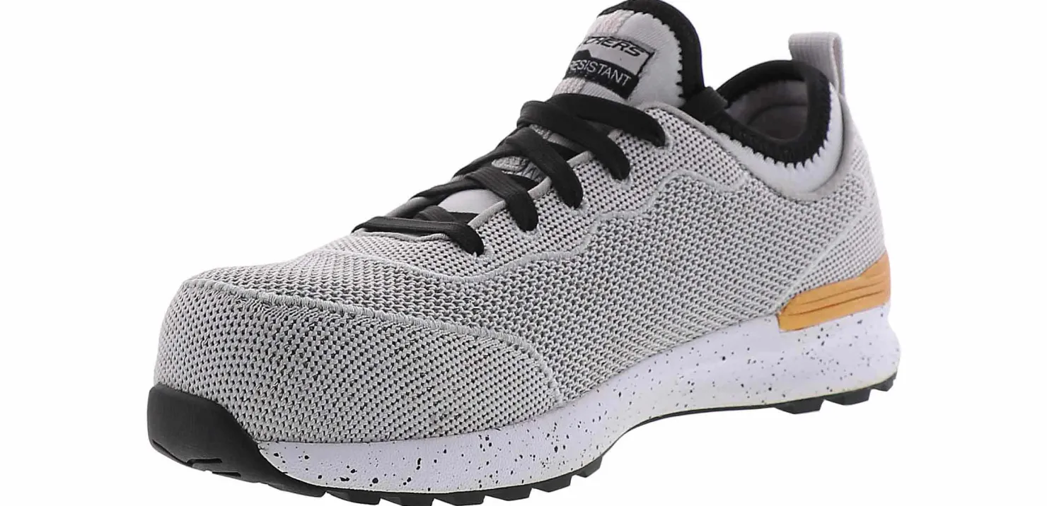 Safety Toe Athletics|Electro Static Dissipative (Esd)|SKECHERS Bulkin Balran Women’s Alloy Toe Work Shoe Grey
