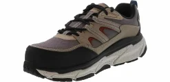 Safety Toe Athletics|Slip Resistant|SKECHERS D’lux Journey Men’s Carbon Nano Toe Work Shoe Beige