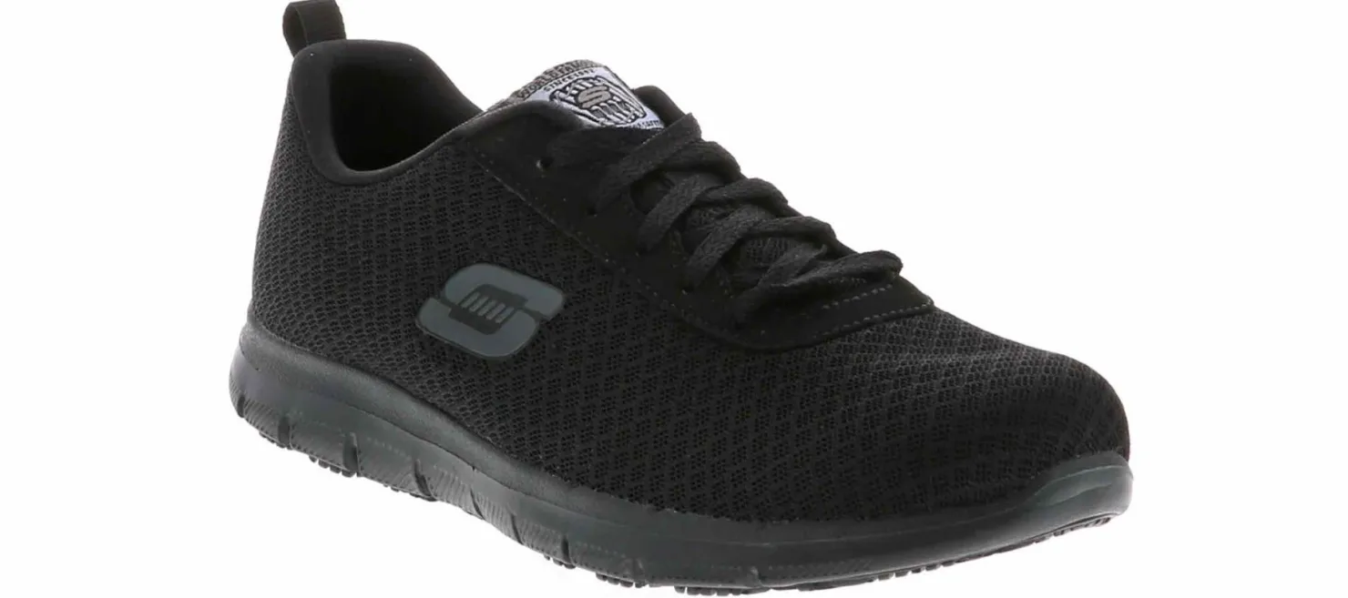 Slip Resistant|SKECHERS Ghenter Bronaugh Women's Slip Resistant Work Shoe Black