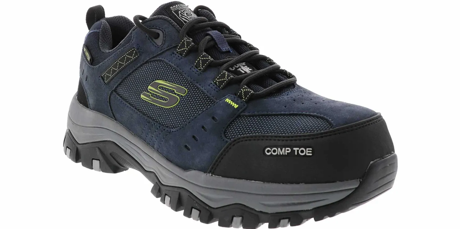 Safety Toe Athletics|Electro Static Dissipative (Esd)|SKECHERS Greetah Men's Composite Toe Work Shoe Blue