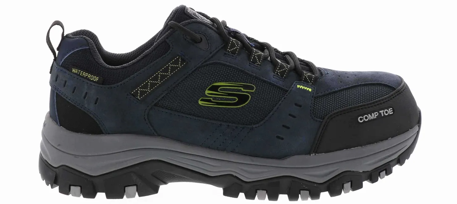 Safety Toe Athletics|Electro Static Dissipative (Esd)|SKECHERS Greetah Men's Composite Toe Work Shoe Blue