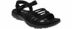 Comfort Sandals|Flat Sandals|SKECHERS Reggae Slim Sling Women’s Wide-Width Comfort Sandal Black