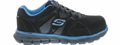 Wide|Safety Toe Athletics|SKECHERS Suede Synergy Sandlot Women's Wide-Width Alloy Toe Work Shoe Black